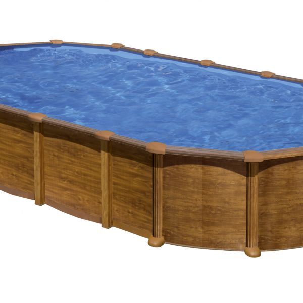PISCINA AMAZONIA KITPROV7388WO – PISCINA OVALADA DE ACERO CON DECORACIÓN MADERA
