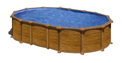 PISCINA AMAZONIA KITPROV6188WO – PISCINA OVALADA DE ACERO CON DECORACIÓN MADERA