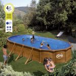 PISCINA MAURITIUS KITPROV738WO – PISCINA OVALADA DE ACERO CON DECORACIÓN MADERA