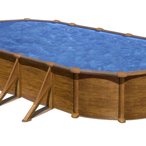 PISCINA MAURITIUS KITPROV738WO – PISCINA OVALADA DE ACERO CON DECORACIÓN MADERA