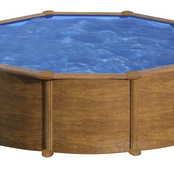 PISCINA MAURITIUS KITPR458WO – PISCINA REDONDA DE ACERO CON DECORACIÓN MADERA