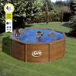 PISCINA PACIFIC KIT460W – PISCINA REDONDA DE ACERO DECORACIÓN MADERA