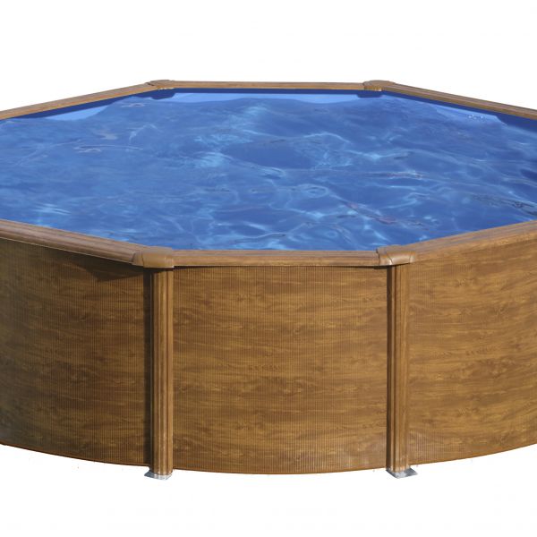 PISCINA PACIFIC KIT460W – PISCINA REDONDA DE ACERO DECORACIÓN MADERA