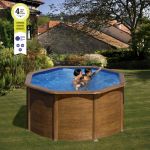 PISCINA PACIFIC KIT240W – PISCINA REDONDA DE ACERO DECORACIÓN MADERA