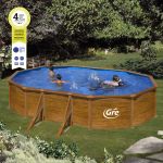 PISCINA SICILIA KITPROV503W – PISCINA OVALADA DE ACERO DECORACIÓN MADERA