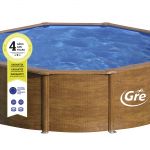 PISCINA SICILIA KITPR353W – PISCINA REDONDA DE ACERO DECORACIÓN MADERA