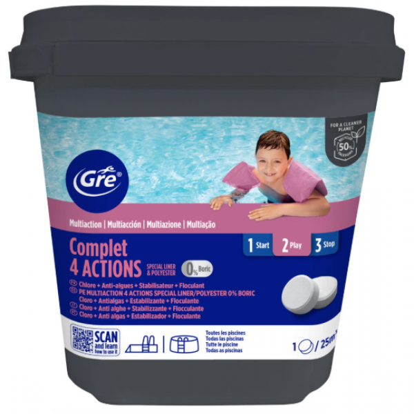 CLORO 4 ACCIONES SIN SULFATO DE COBRE 5 KG ESPECIAL LINER Y POLIÉSTER – 76012NB