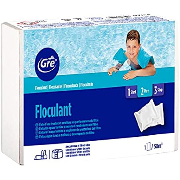 FLOCULANTE EN CARTUCHOS 125G GRE PARA FILTROS DE ARENA – 76044